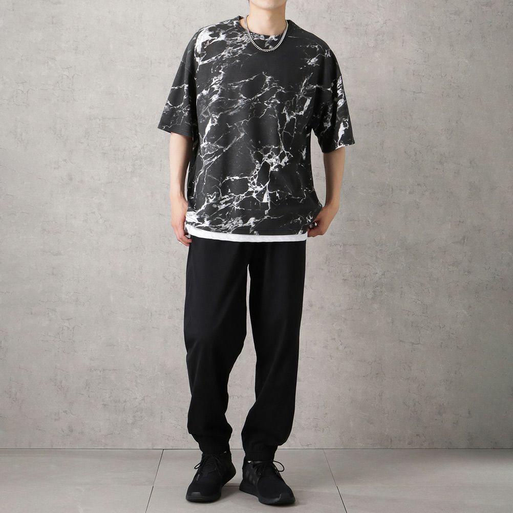 ポンチ素材 総柄プリントTシャツアンサンブル アクセサリー付き メンズ ネコポス 対応商品