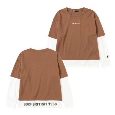 KANGOL ポンチ素材 フェイクレイヤードロングスリーブTシャツ キッズ ネコポス 対応商品