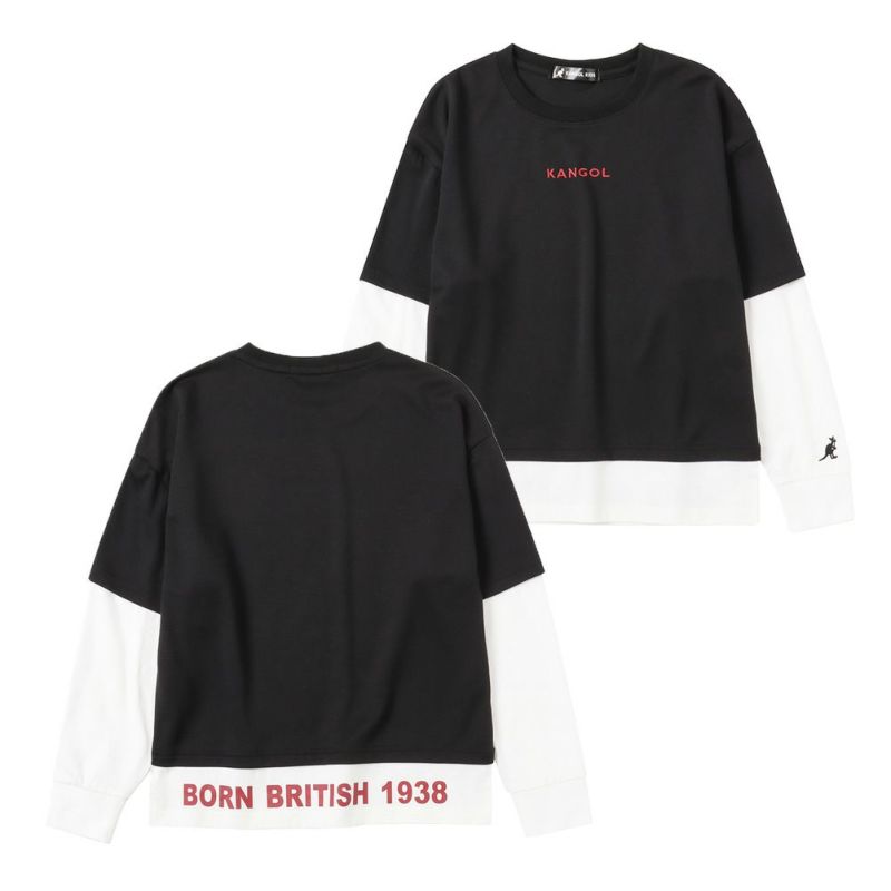 KANGOL ポンチ素材 フェイクレイヤードロングスリーブTシャツ キッズ ネコポス 対応商品商品画像-2