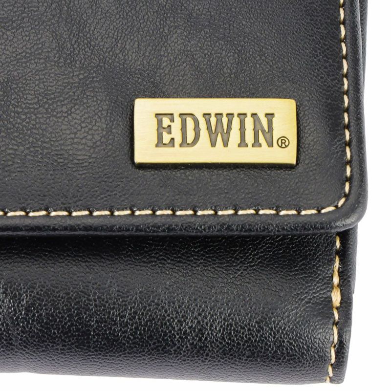 EDWIN ホワイトステッチメタルプレート三つ折り財布 メンズ