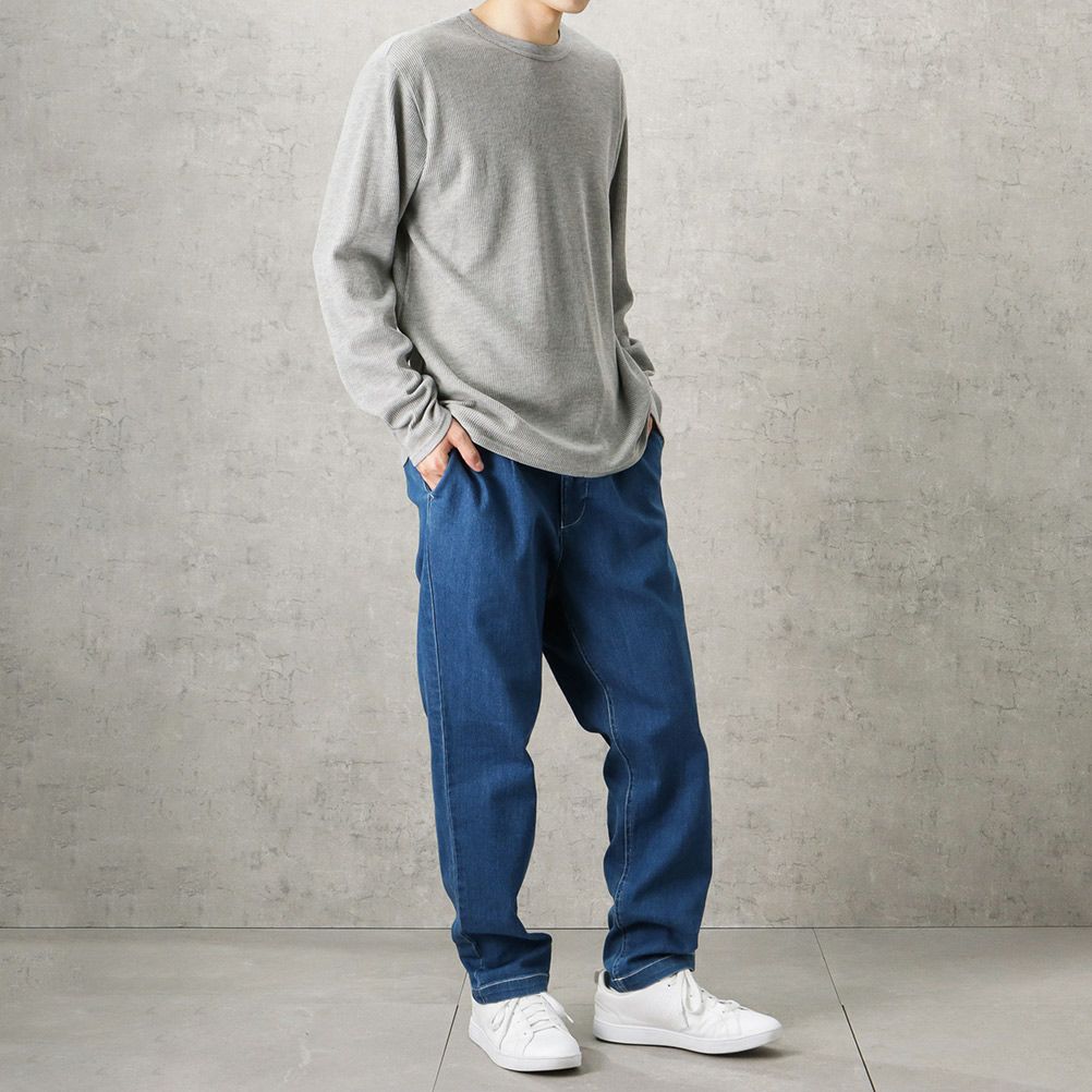 NAVY ワッフルクルーロングスリーブTシャツ メンズ商品サムネイル-6