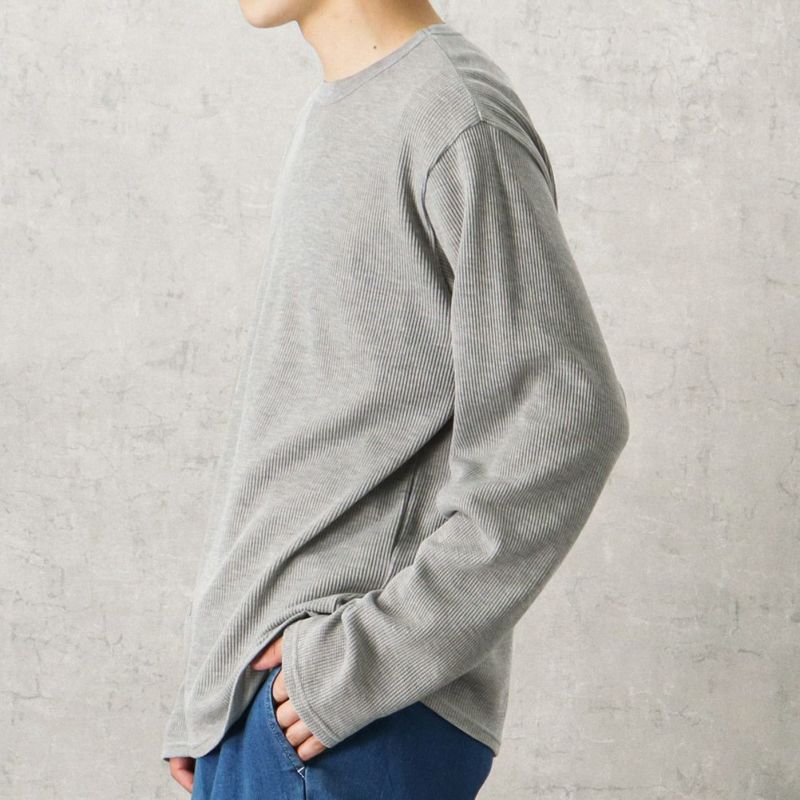 NAVY  ワッフルクルーロングスリーブTシャツ メンズ商品画像-7