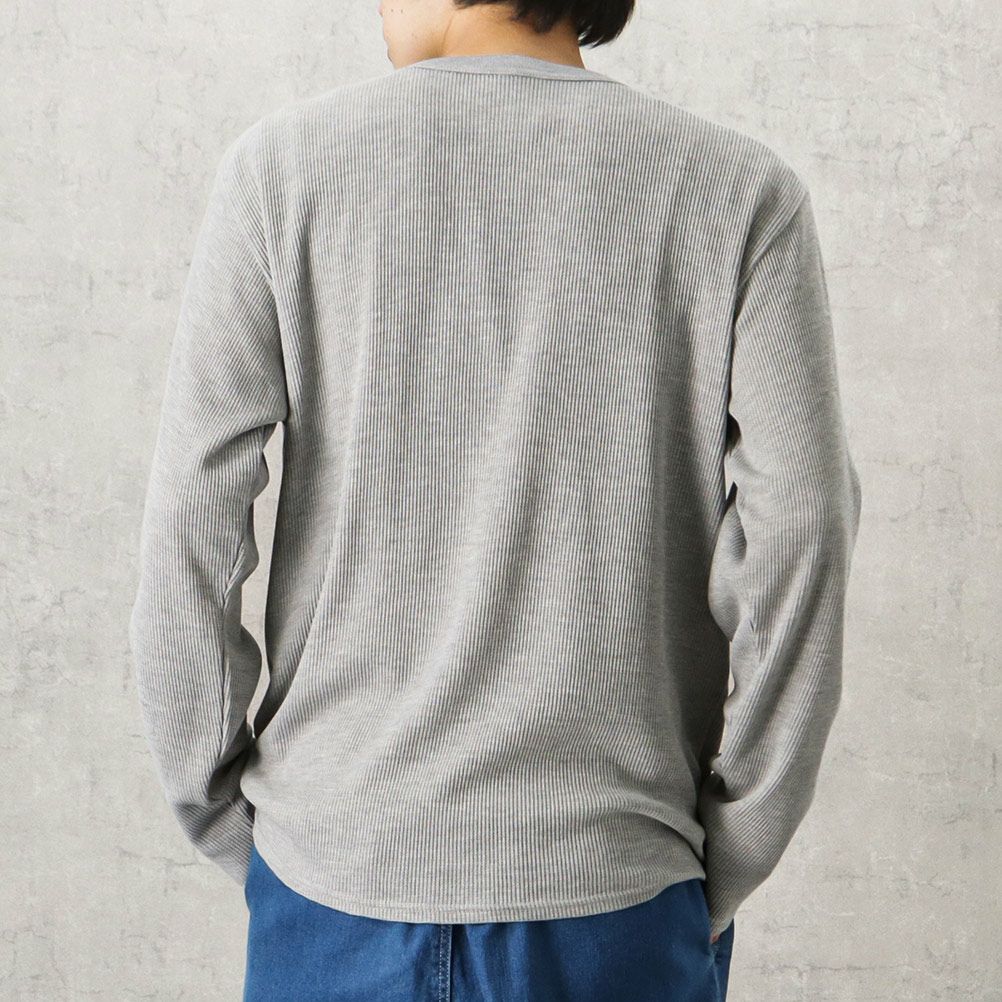 NAVY ワッフルクルーロングスリーブTシャツ メンズ商品サムネイル-8