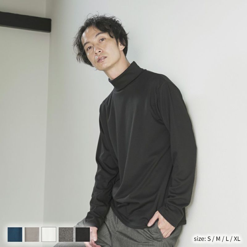 NAVY  スムースタートルネックロングスリーブTシャツ メンズ商品画像-1