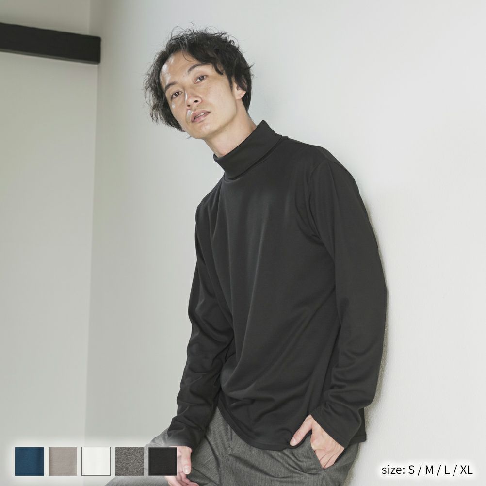 NAVY  スムースタートルネックロングスリーブTシャツ メンズ商品サムネイル-1