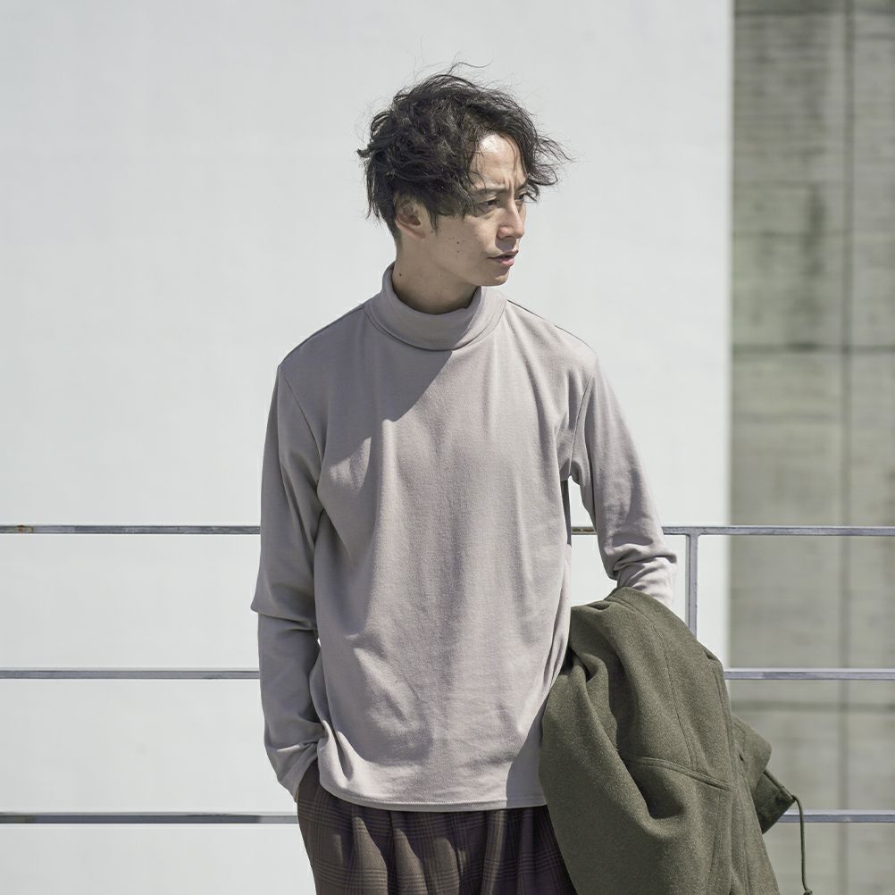 NAVY  スムースタートルネックロングスリーブTシャツ メンズ商品サムネイル-2