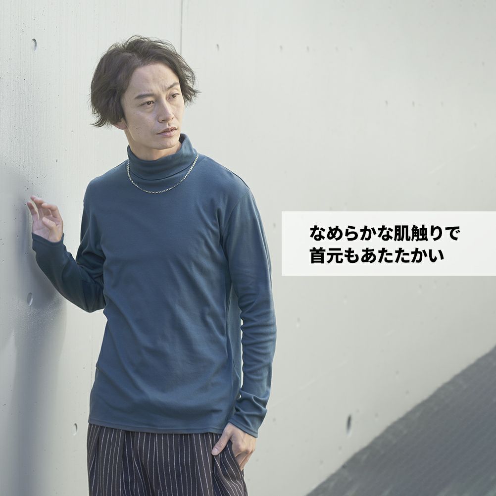NAVY  スムースタートルネックロングスリーブTシャツ メンズ商品サムネイル-3
