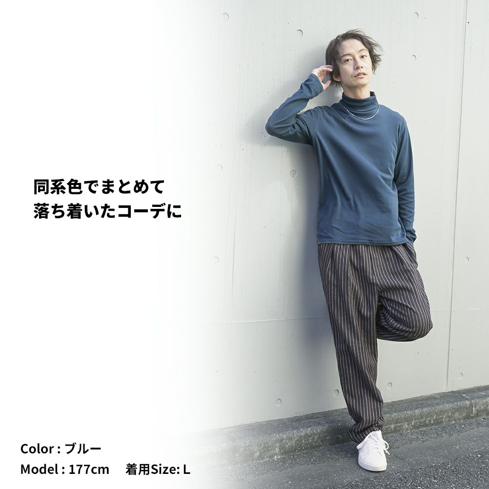 NAVY  スムースタートルネックロングスリーブTシャツ メンズ商品サムネイル-5