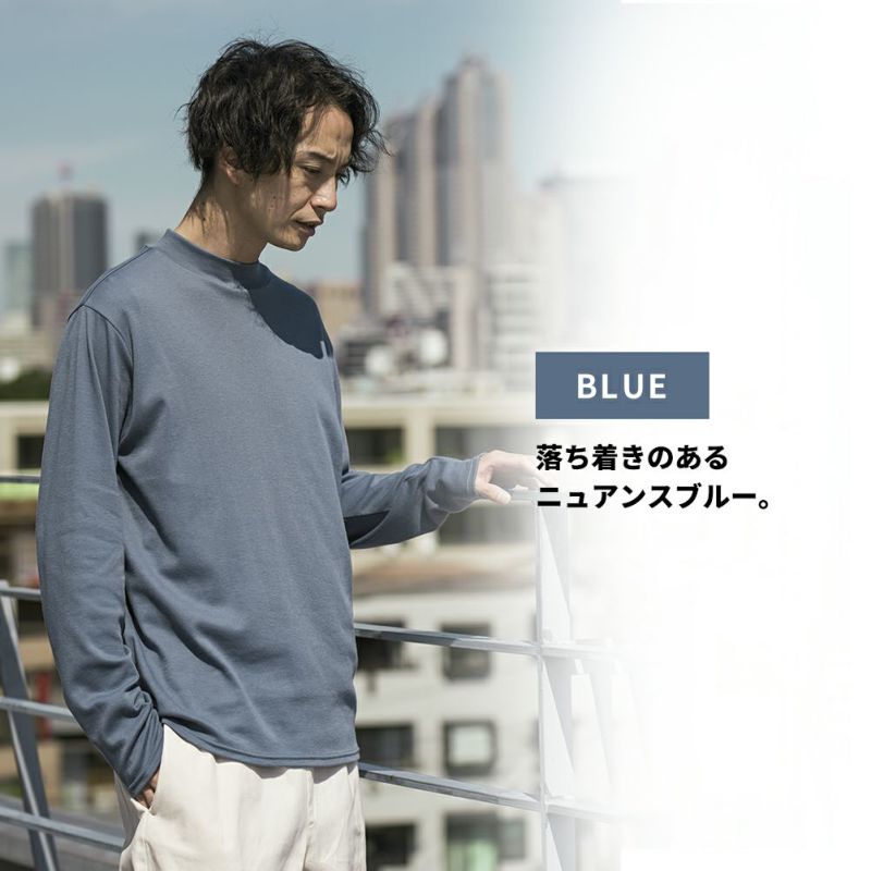 NAVY  スムースモックネックロングスリーブTシャツ メンズ商品画像-4