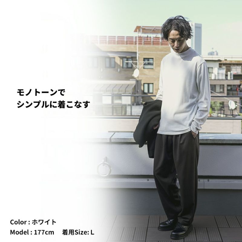 NAVY  スムースモックネックロングスリーブTシャツ メンズ商品画像-9