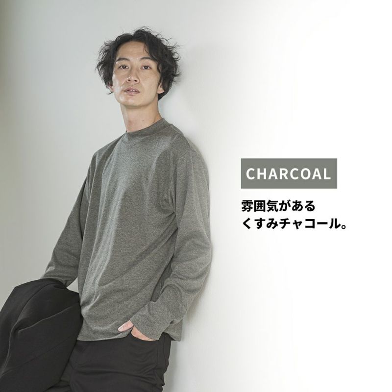 NAVY  スムースモックネックロングスリーブTシャツ メンズ商品画像-10