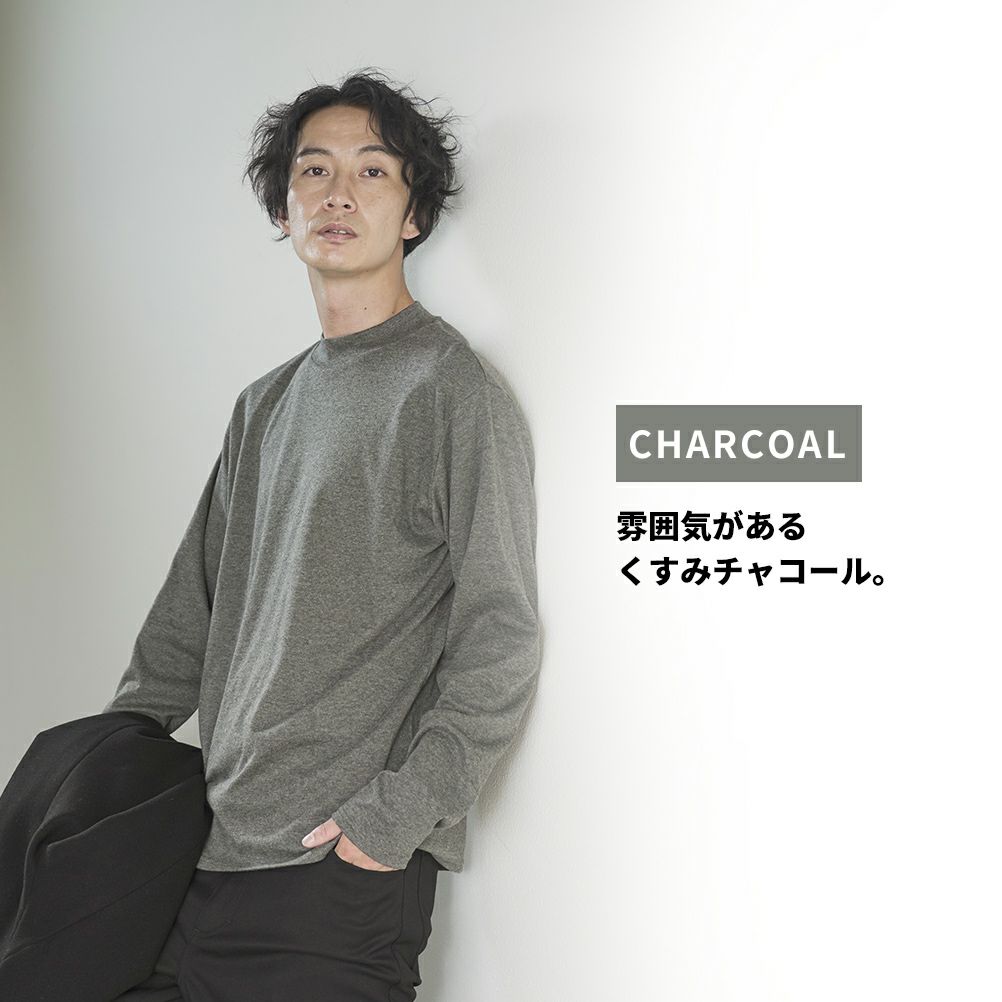 NAVY スムースモックネックロングスリーブTシャツ メンズ