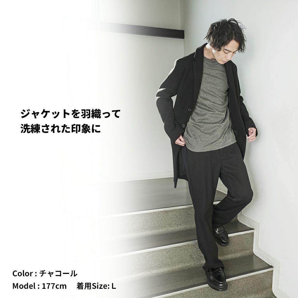 NAVY スムースモックネックロングスリーブTシャツ メンズ