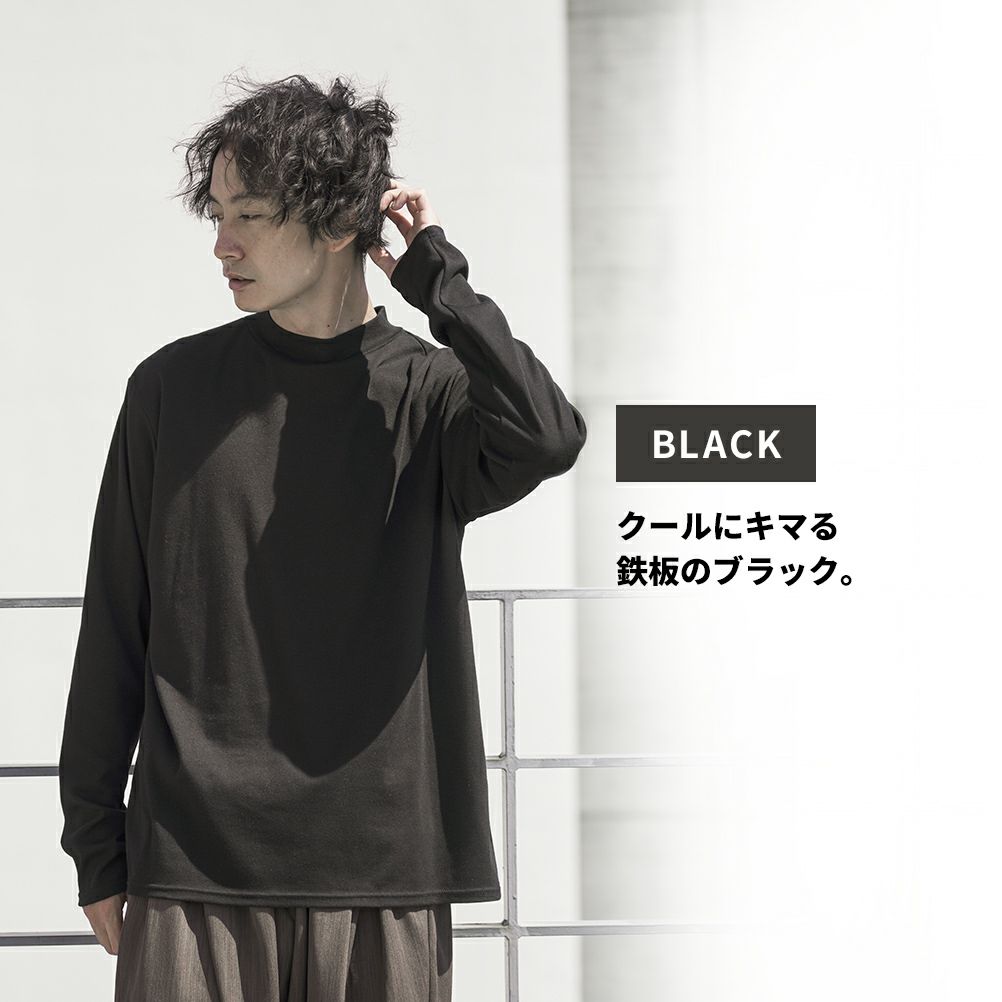 NAVY スムースモックネックロングスリーブTシャツ メンズ