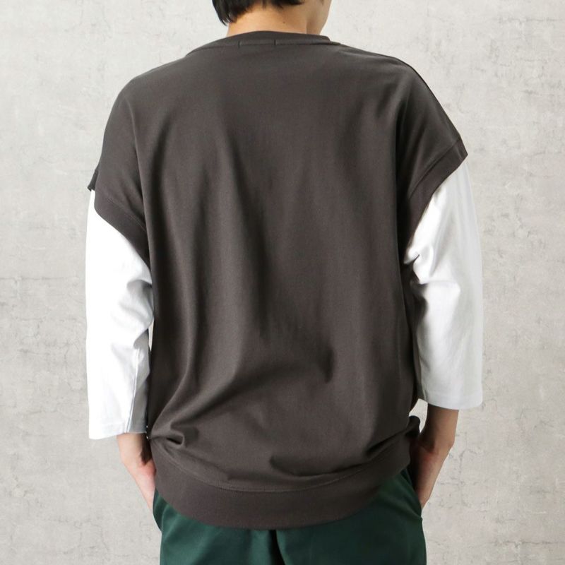 テレビ/映像機器 テレビ NAVY カレッジベストフェイクレイヤード七分丈Tシャツ メンズ