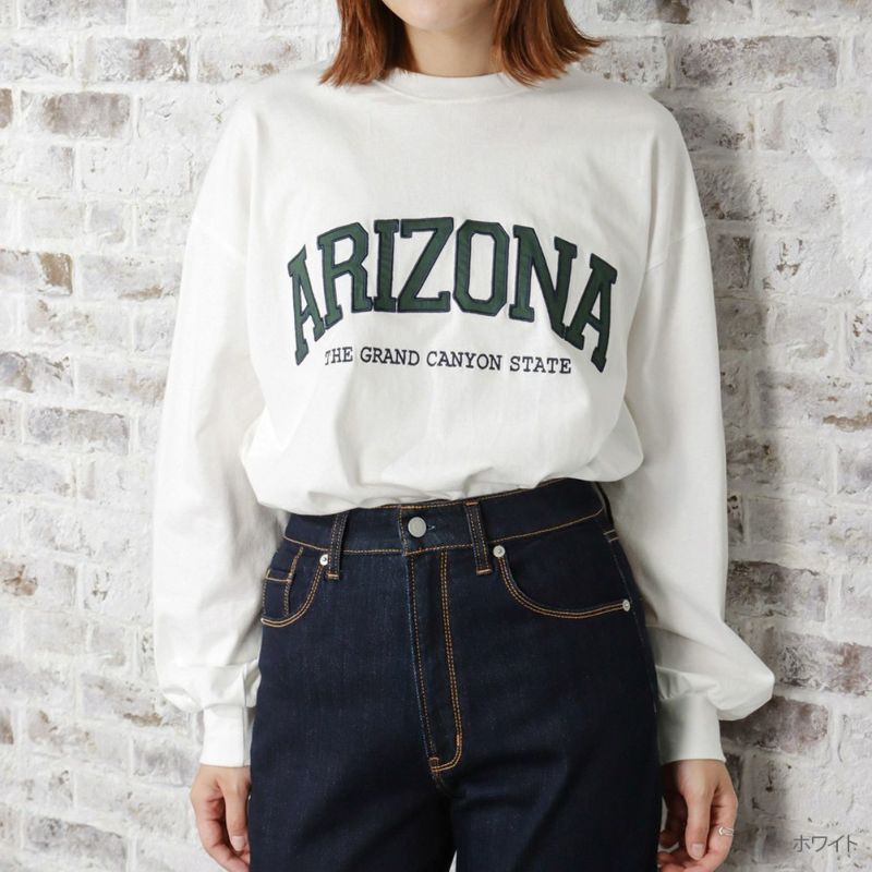 NAVY アップリケカレッジロングスリーブTシャツ レディース