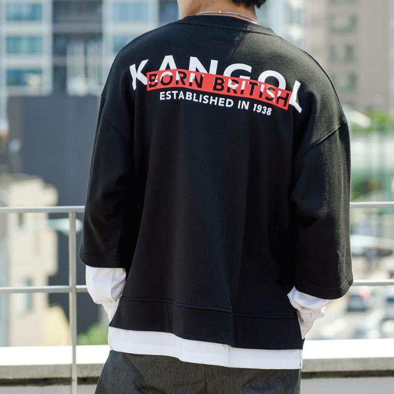 KANGOL バックロゴフェイクレイヤードトレーナー メンズ