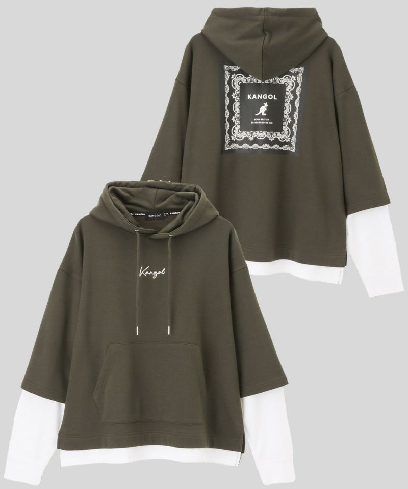 【WEB限定】KANGOL バンダナボックスロゴフェイクレイヤードパーカー メンズ商品画像-1