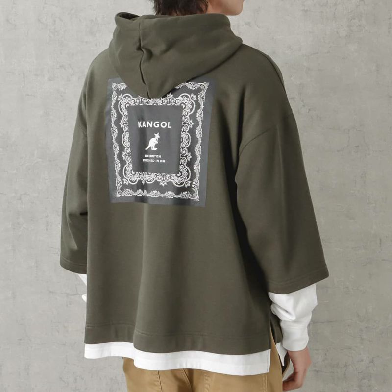 【WEB限定】KANGOL バンダナボックスロゴフェイクレイヤードパーカー メンズ商品画像-5