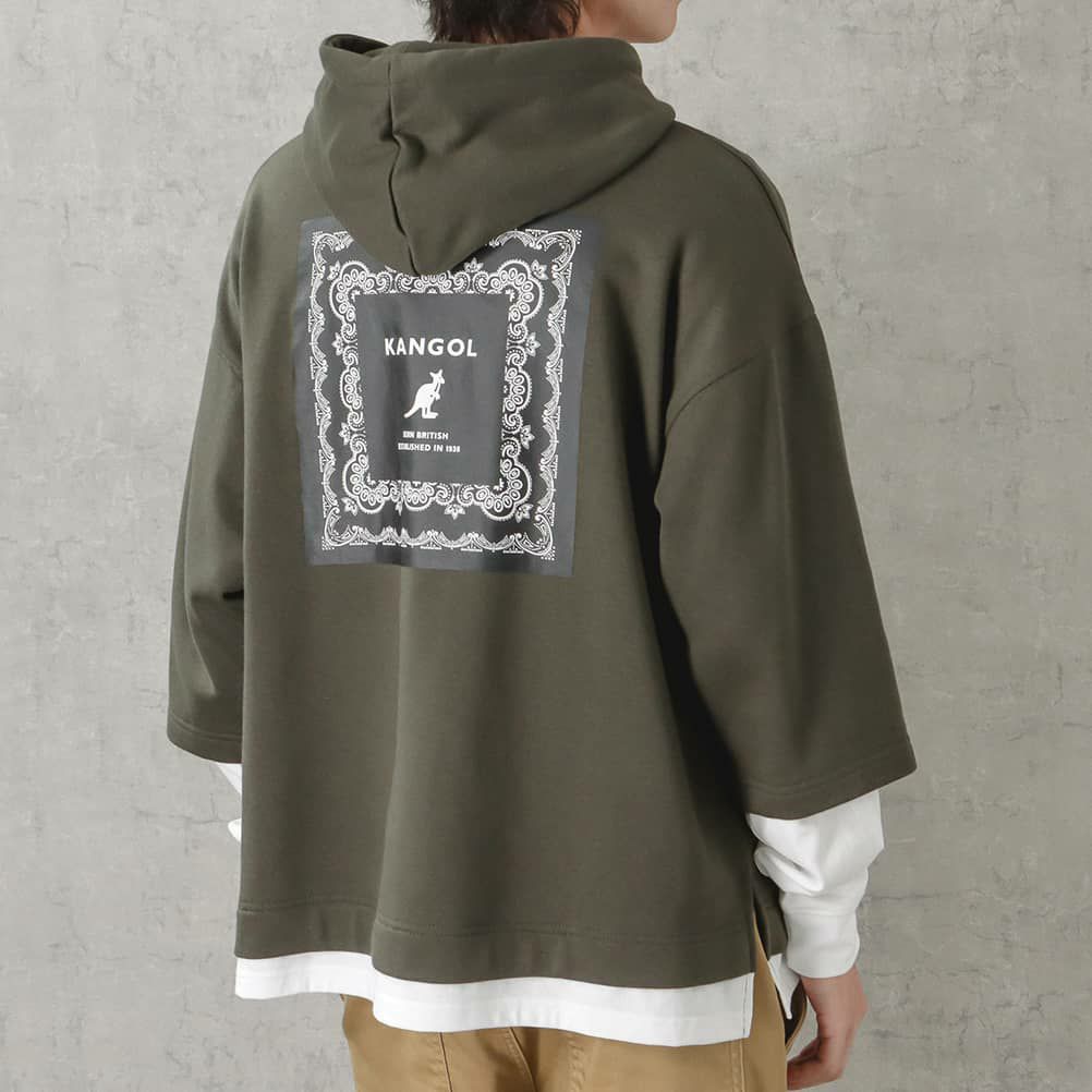 [期間限定価格]【WEB限定】KANGOL バンダナボックスロゴフェイクレイヤードパーカー メンズ商品サムネイル-5