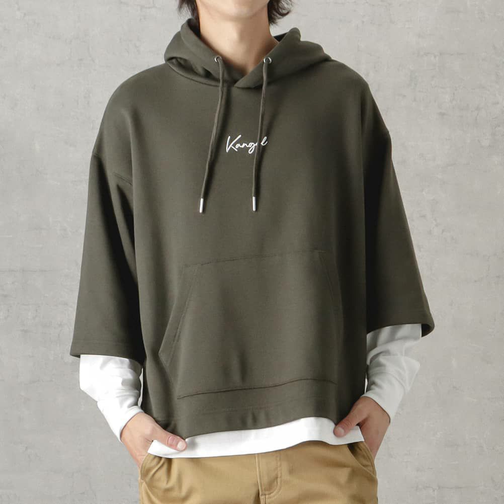 KANGOL バンダナボックスロゴフェイクレイヤードパーカー メンズ 