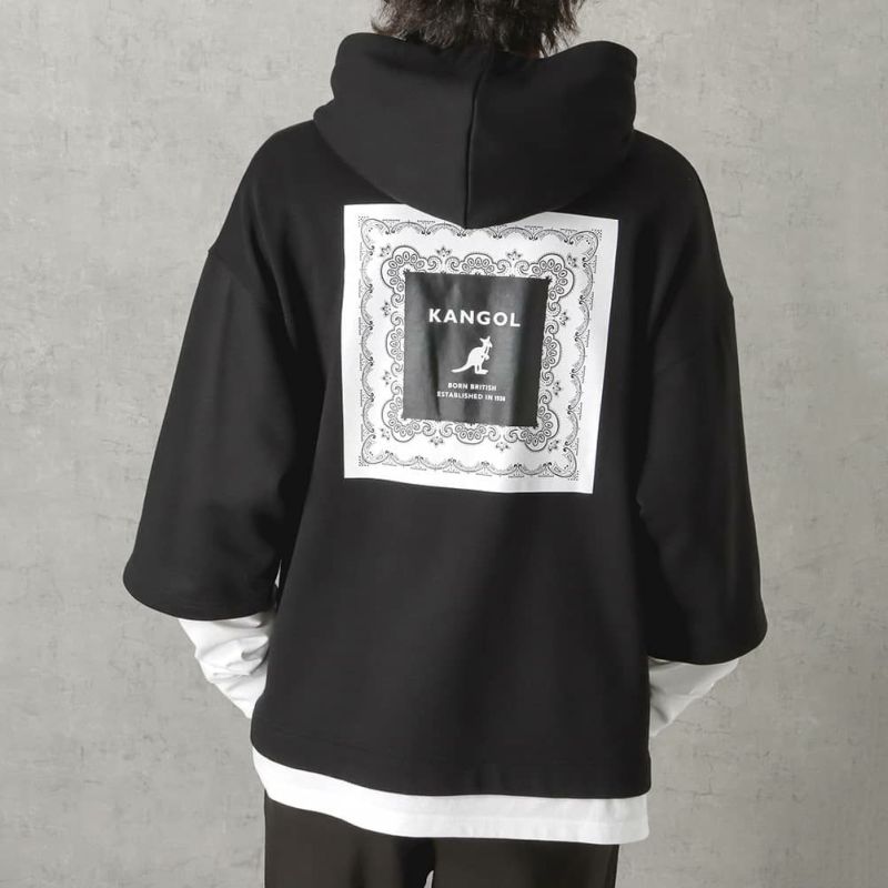 [期間限定価格]【WEB限定】KANGOL バンダナボックスロゴフェイクレイヤードパーカー メンズ商品画像-7