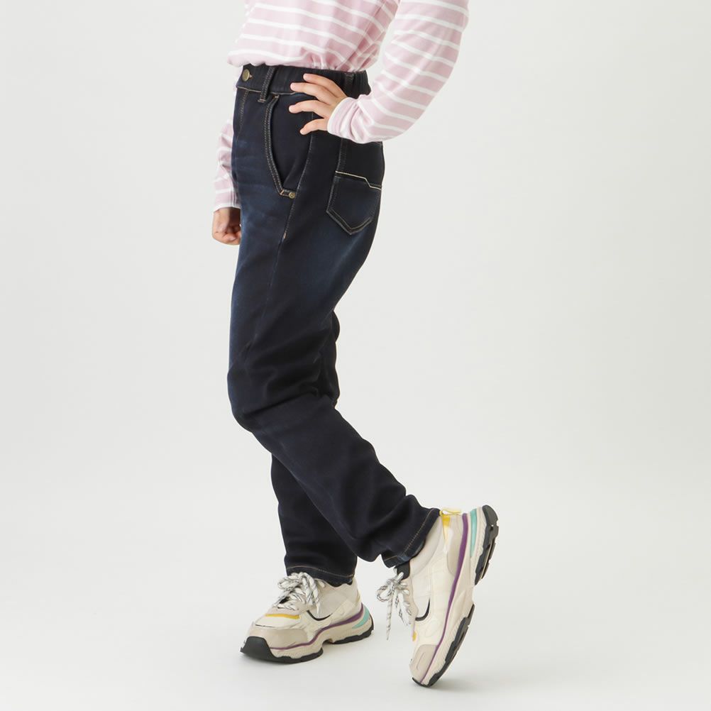 NAVY デニムシャギーボンディングパンツ キッズNAVY デニムシャギーボンディングパンツ キッズ