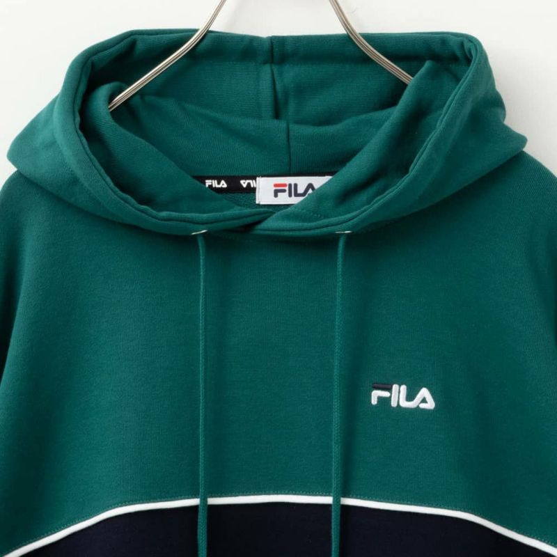 FILA バイカラープルオーバーパーカー メンズ