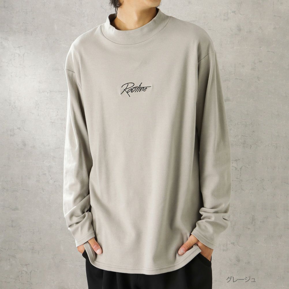 URBAN COLLECTION スムスワンポイント刺繍モックネックロングスリーブTシャツ メンズ商品サムネイル-3