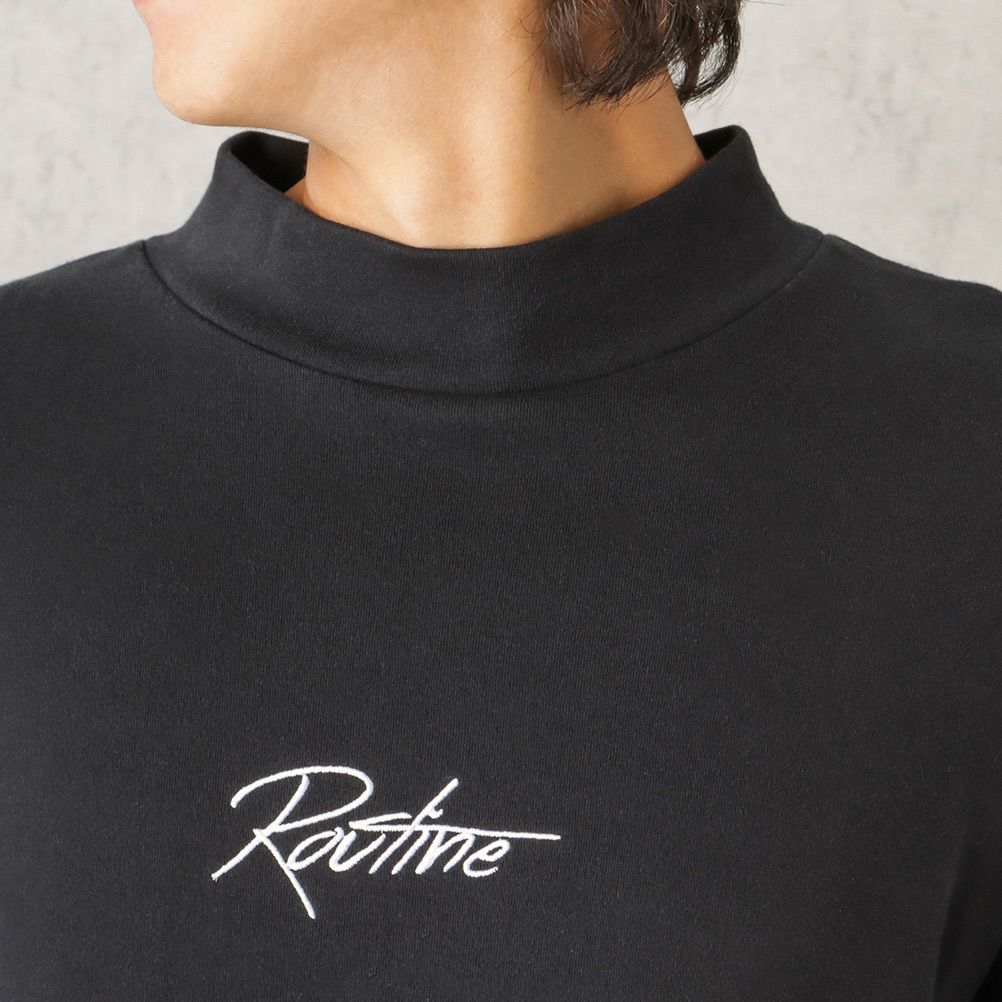 URBAN COLLECTION スムスワンポイント刺繍モックネックロングスリーブTシャツ メンズ