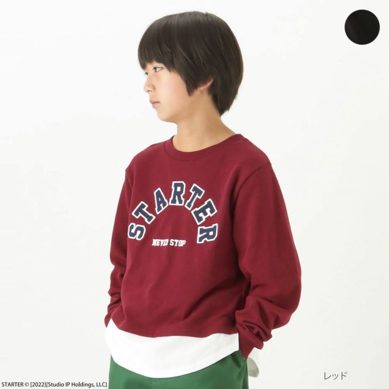STARTER 裾フェイクレイヤードカレッジロゴトレーナー キッズ商品画像-1