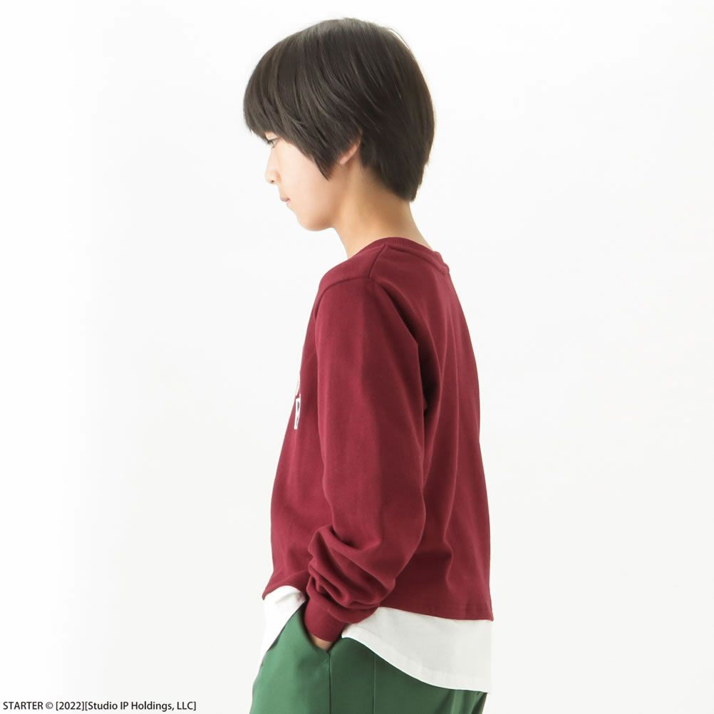 STARTER 裾フェイクレイヤードカレッジロゴトレーナー キッズ