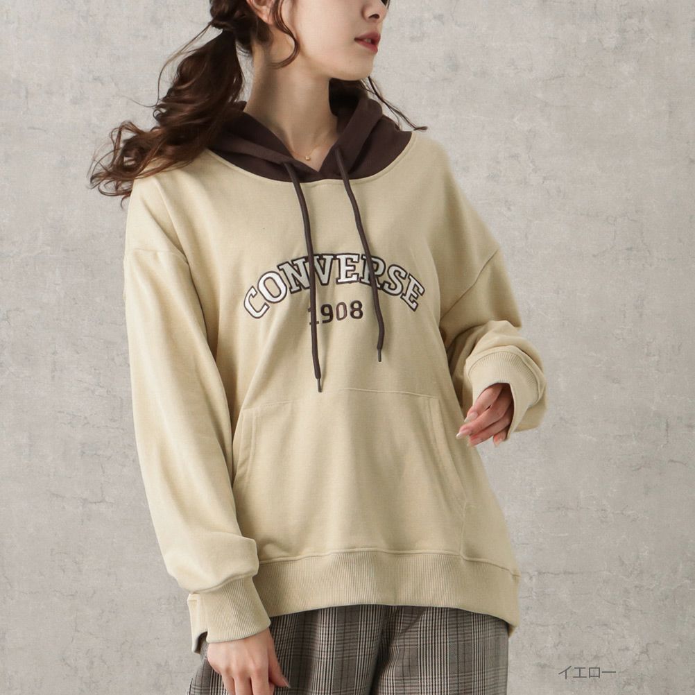 Converse 裏毛配色パーカー レディース