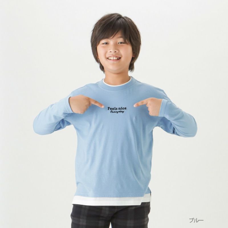 ORGABITS フェイクレイヤードロングスリーブTシャツ キッズ メール便 対応商品商品画像-3