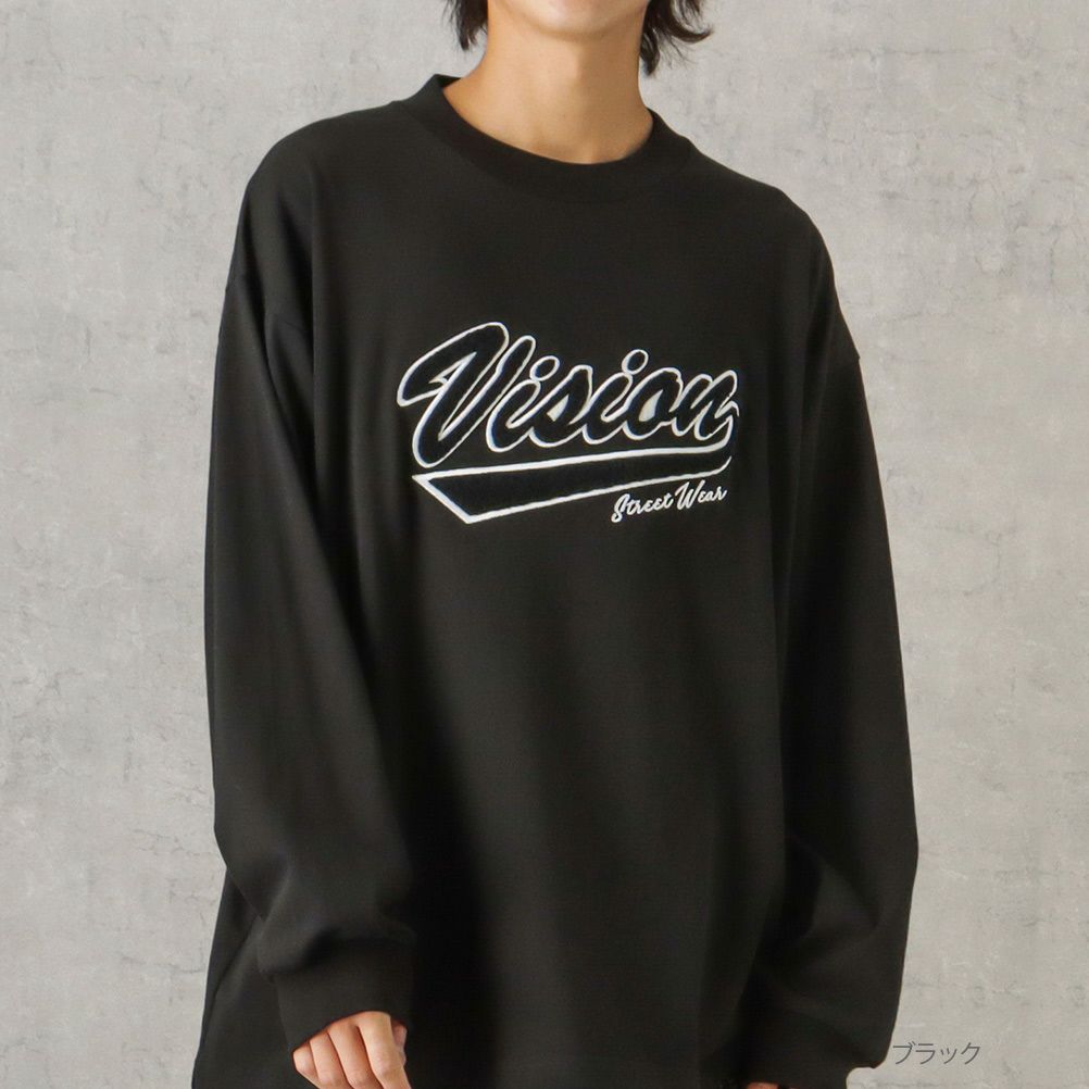 VISION STREET WEAR ヘビーウエイトサガラモックネックロングスリーブTシャツ メンズ