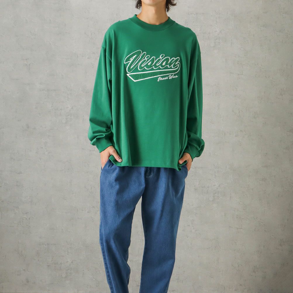 VISION STREET WEAR ヘビーウエイトサガラモックネックロングスリーブTシャツ メンズ