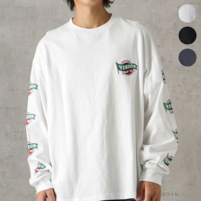 VISION STREET WEAR 袖プリントロングスリーブTシャツ メンズ