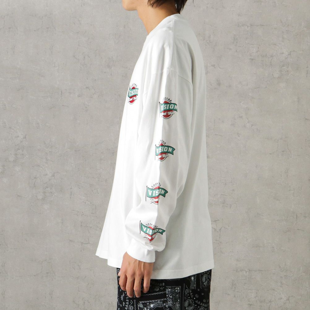 VISION STREET WEAR 袖プリントロングスリーブTシャツ メンズ