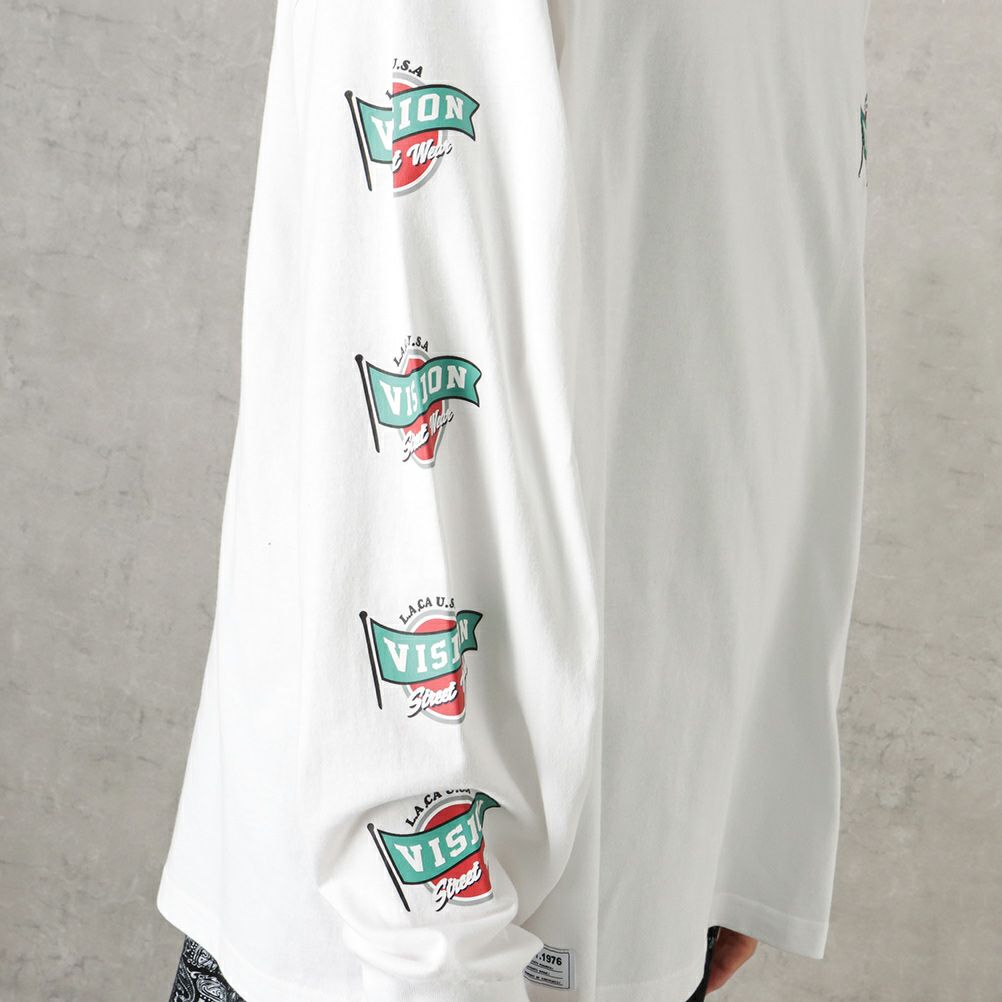 VISION STREET WEAR 袖プリントロングスリーブTシャツ メンズ