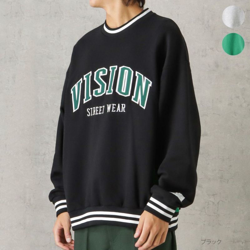 VISION STREET WEAR リブラインアーチロゴワッペントレーナー メンズ VISION STREET WEAR リブラインアーチロゴワッペントレーナー メンズ