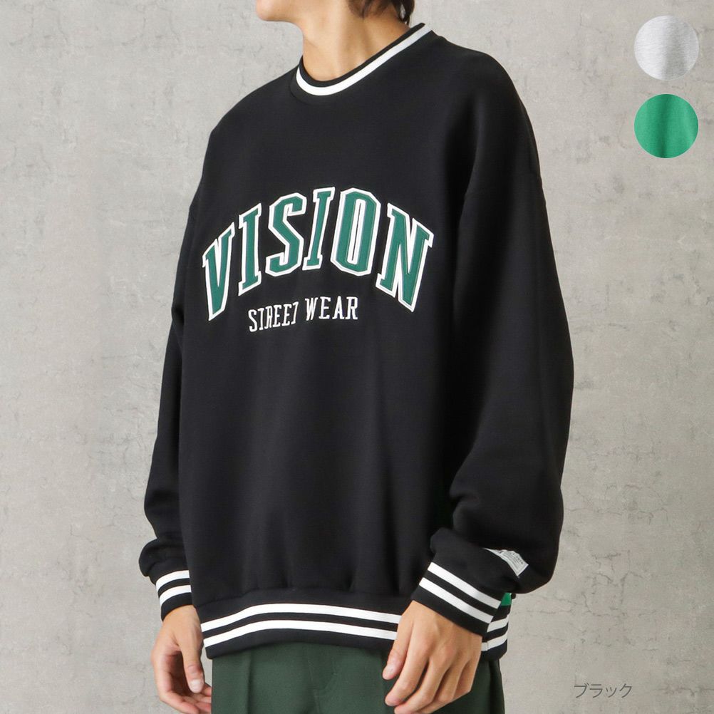 VISION STREET WEAR リブラインアーチロゴワッペントレーナー メンズ