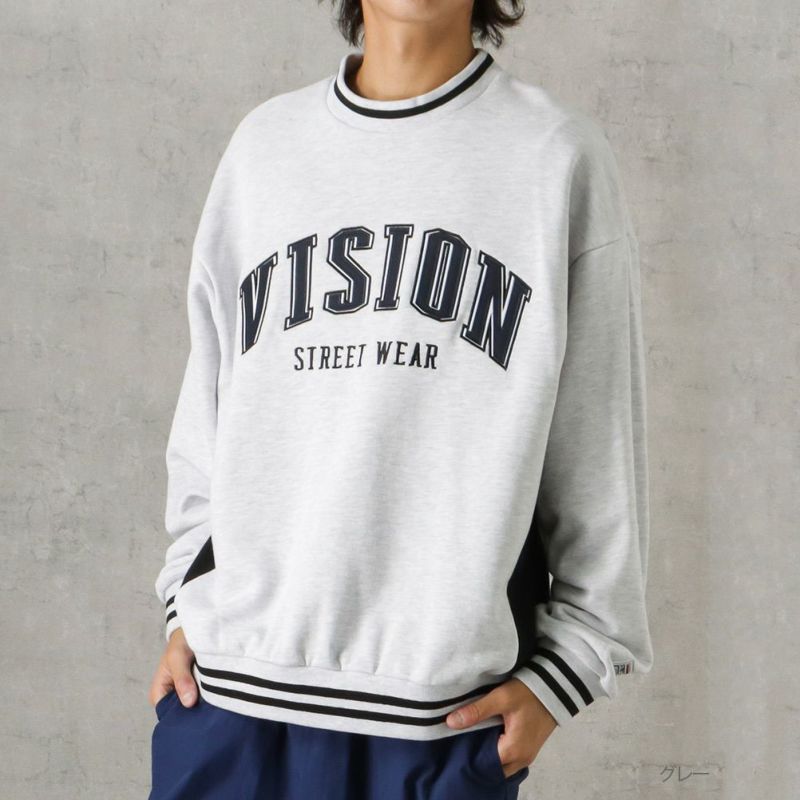 VISION STREET WEAR リブラインアーチロゴワッペントレーナー メンズ