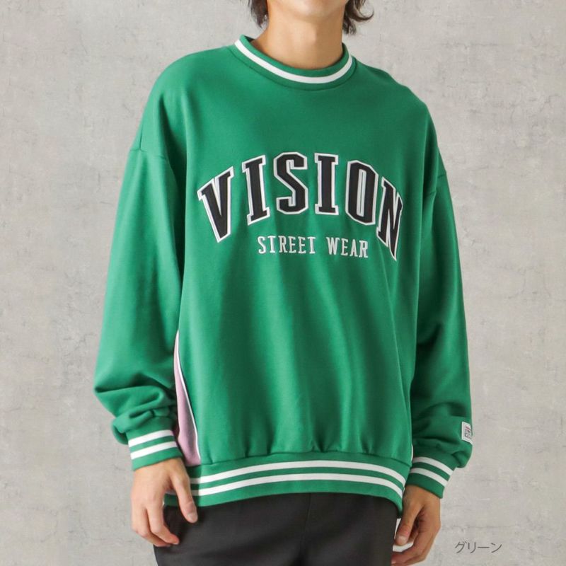 VISION STREET WEAR リブラインアーチロゴワッペントレーナー メンズ