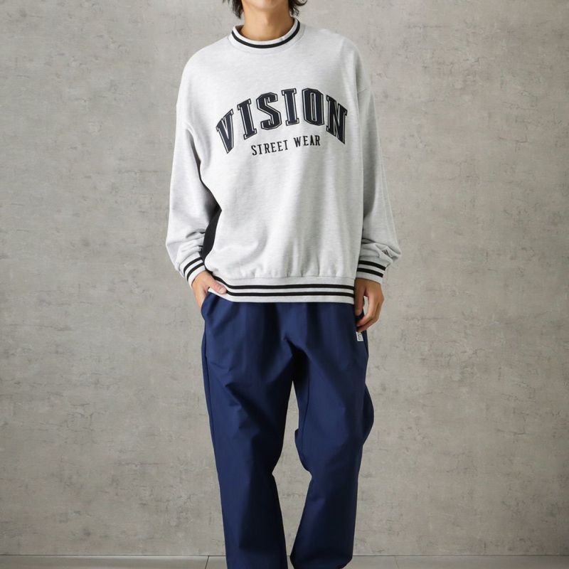 VISION STREET WEAR リブラインアーチロゴワッペントレーナー メンズ