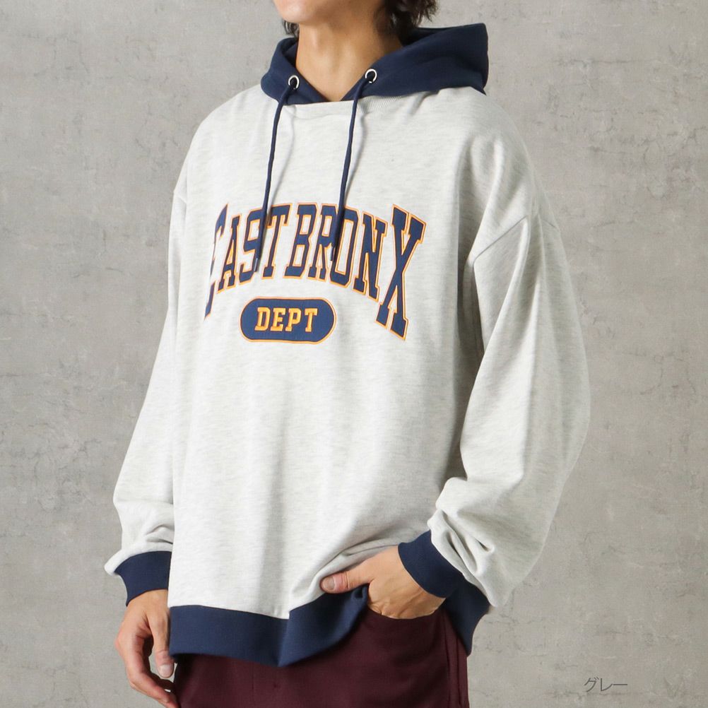 NAVY カレッジロゴフェイクレイヤードパーカー メンズ