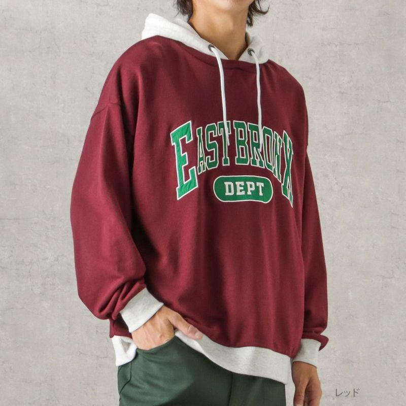 NAVY カレッジロゴフェイクレイヤードパーカー メンズ商品画像-3