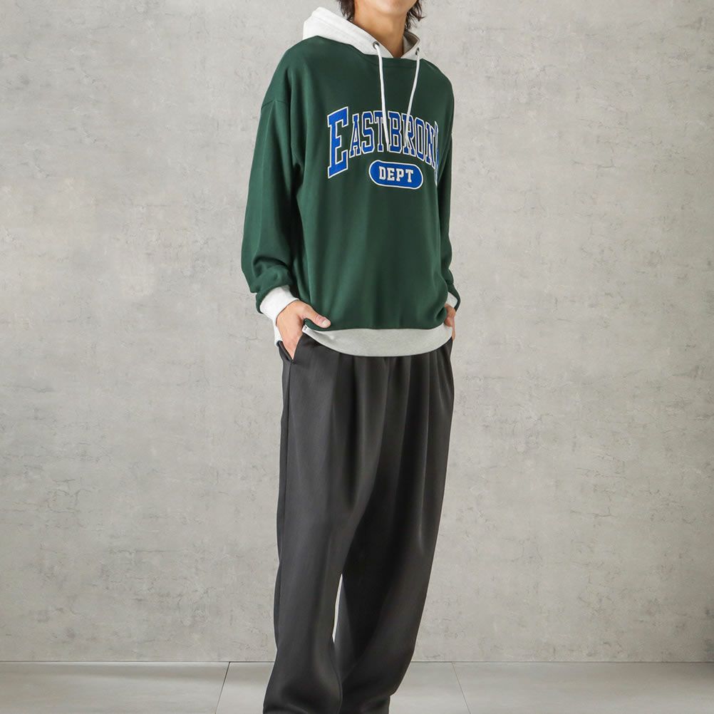 NAVY カレッジロゴフェイクレイヤードパーカー メンズ