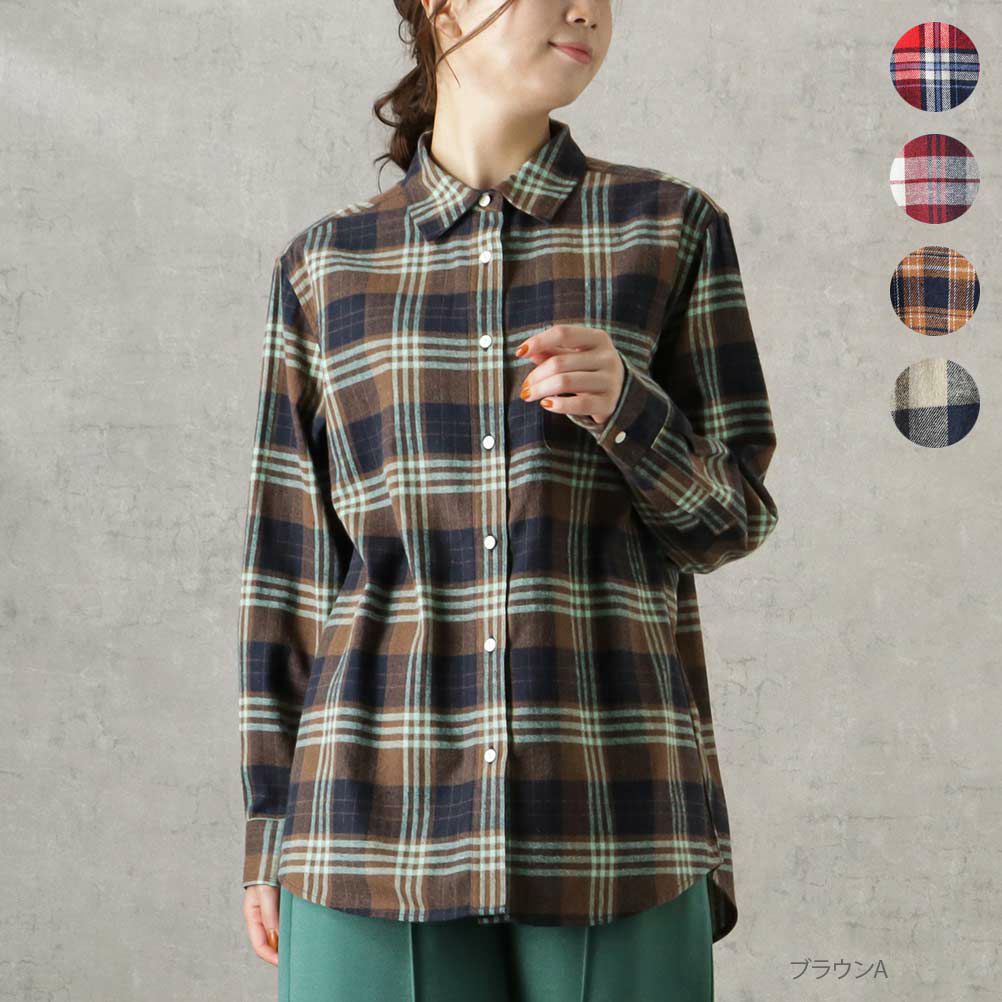 Navy ネルチェックシャツ レディース Navy ネルチェックシャツ レディース