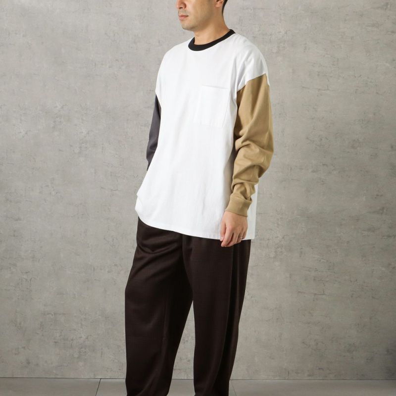 [期間限定価格]【オンラインストア限定】Goodwear 袖配色スーパービッグシルエット ポケット付きロングスリーブTシャツ メンズ商品画像-3
