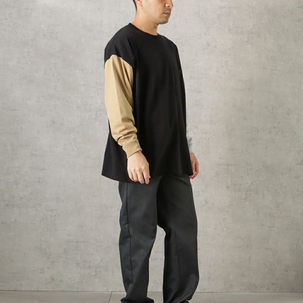 【オンラインストア限定】Goodwear 袖配色スーパービッグシルエット ポケット付きロングスリーブTシャツ メンズ商品サムネイル-6